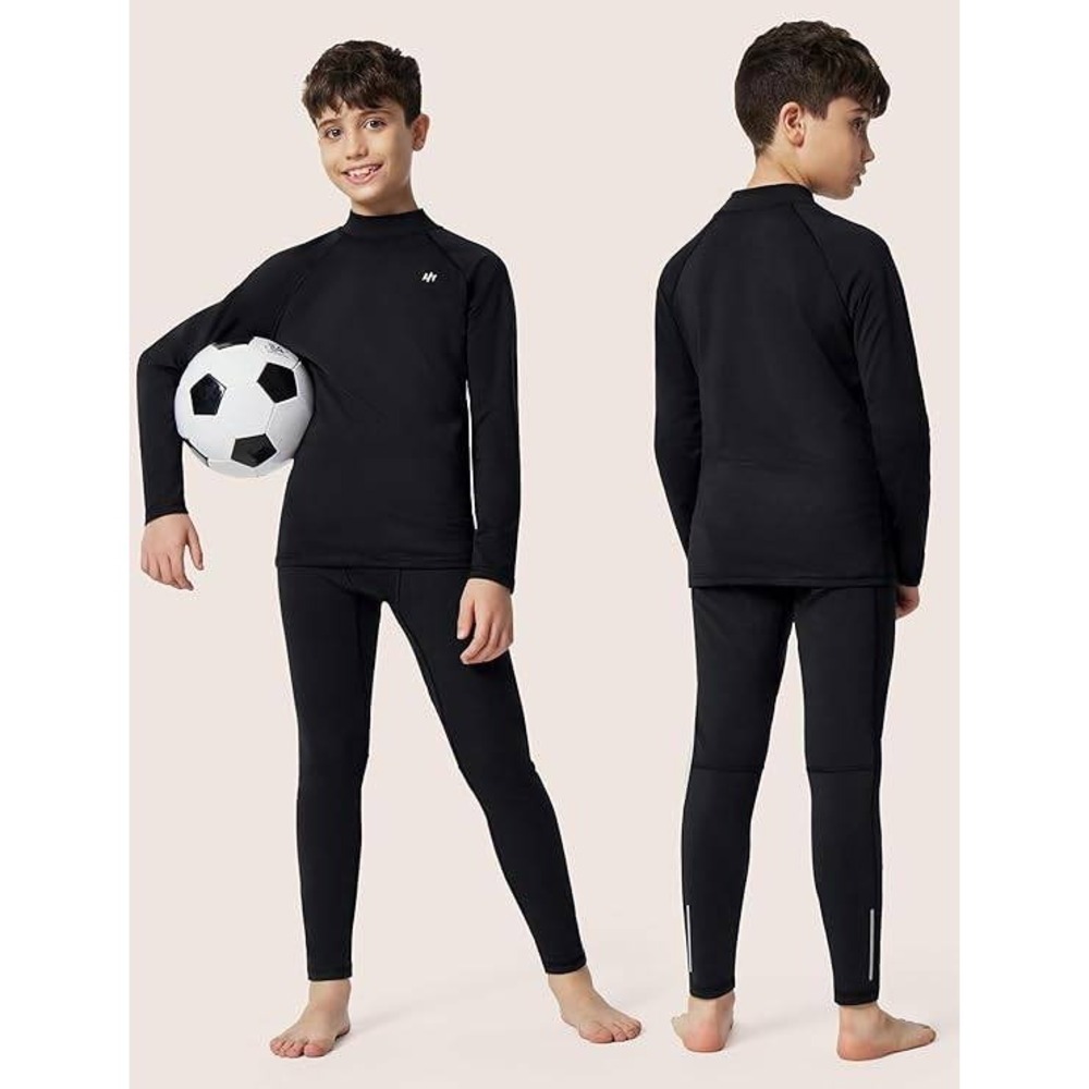 Ewedoos Compression Shirt Kids M Black Long Sleeve Mock Neck Athletic Base Layer
